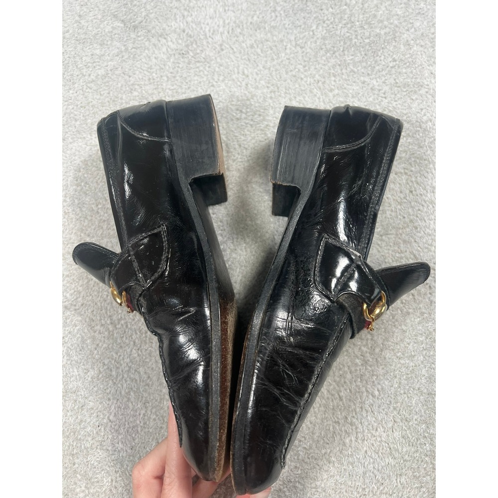 Gucci‎ Vintage Mens Horsebit Loafers Black Patent Leather Size 41.5 M Italy - Picture 10 of 11